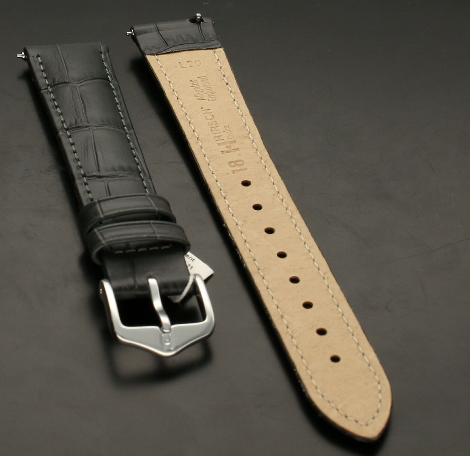 Pasek Skórzany do Zegarka Szary Duke 18mm HIRSCH 01028030-2-18 L.jpg